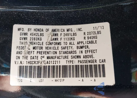 2014 Honda Accord Ex-L V-6 from USA, damaged, VIN 1HGCR3F8XEA012211